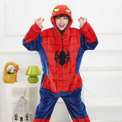 Spiderman Flannel Cartoon Cosplay Costume Winter Onesie